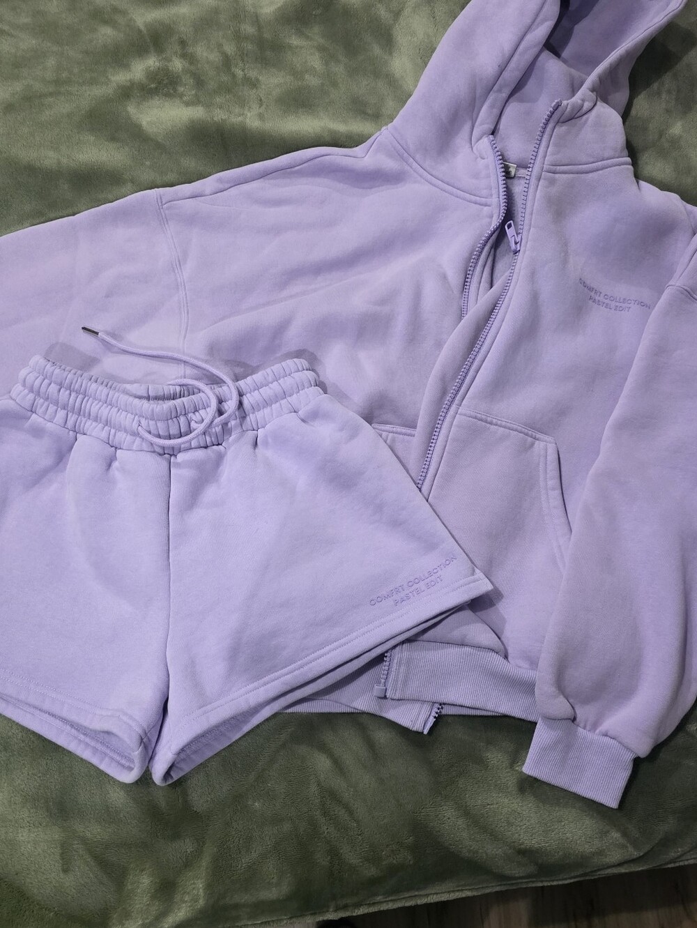Lilac Zip Hoodie and Sweat Shorts Set - Women's Cozy Lounge Duo